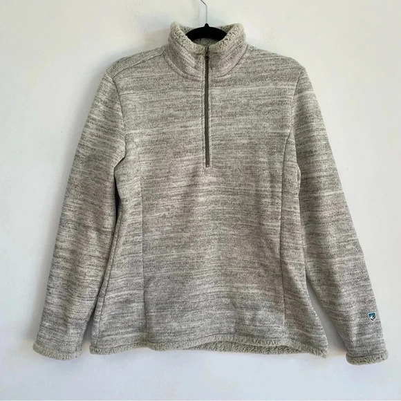 KUHL Alaska 1/2 Zip Jacket Light Gray Cozy Winter Sweater Fleece Women’s - Picture 2 of 10